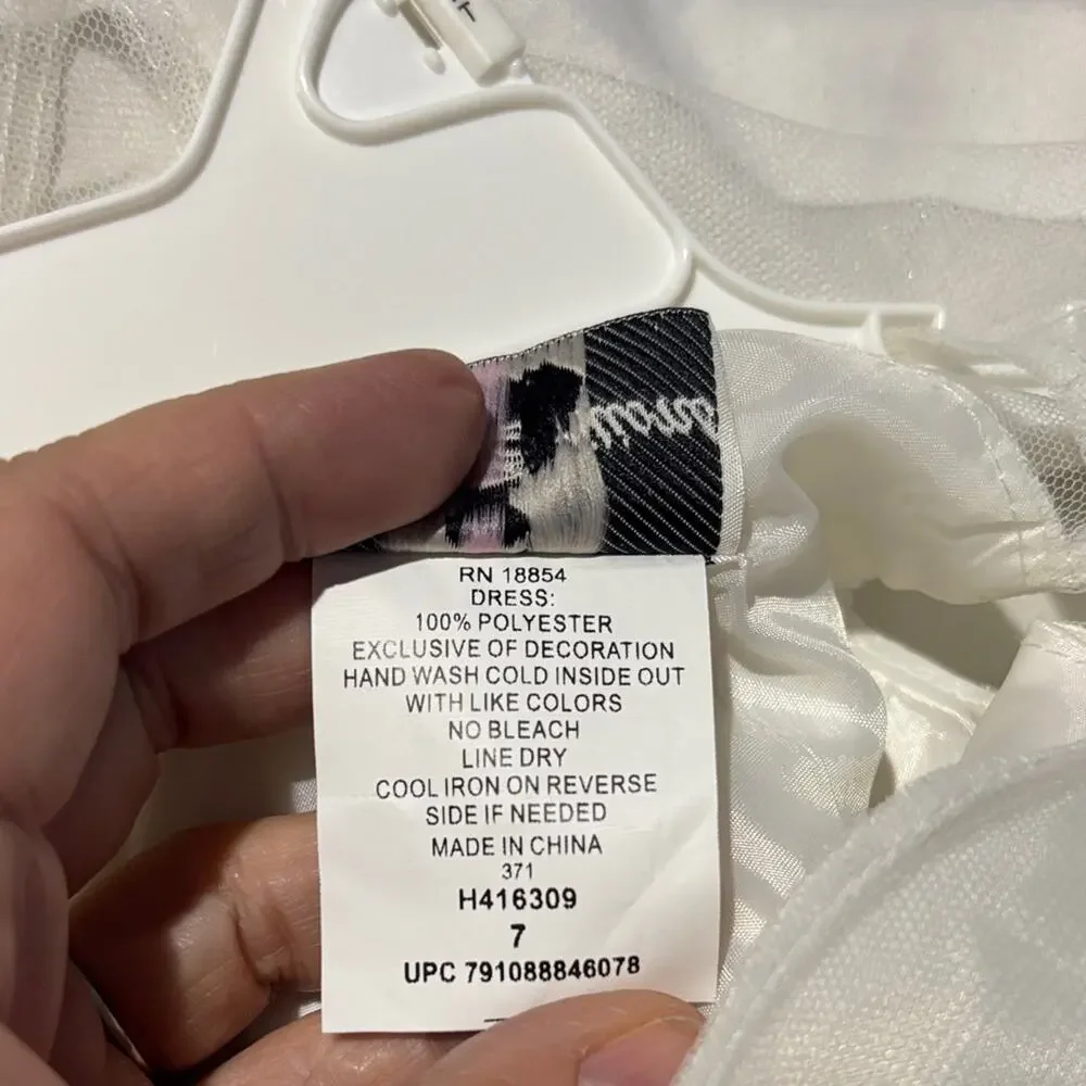 Rare Editions 7 Ivory Dress with Gold Embroidery on tulle very dressy nwt